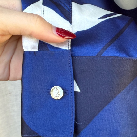 Lauren Ralph Lauren blue white long sleeve shirt dress - Picture 10 of 13